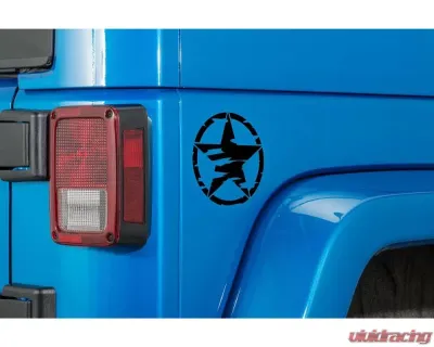 Quadratec Premium Small Distressed Star Decal Black - 13135 0101